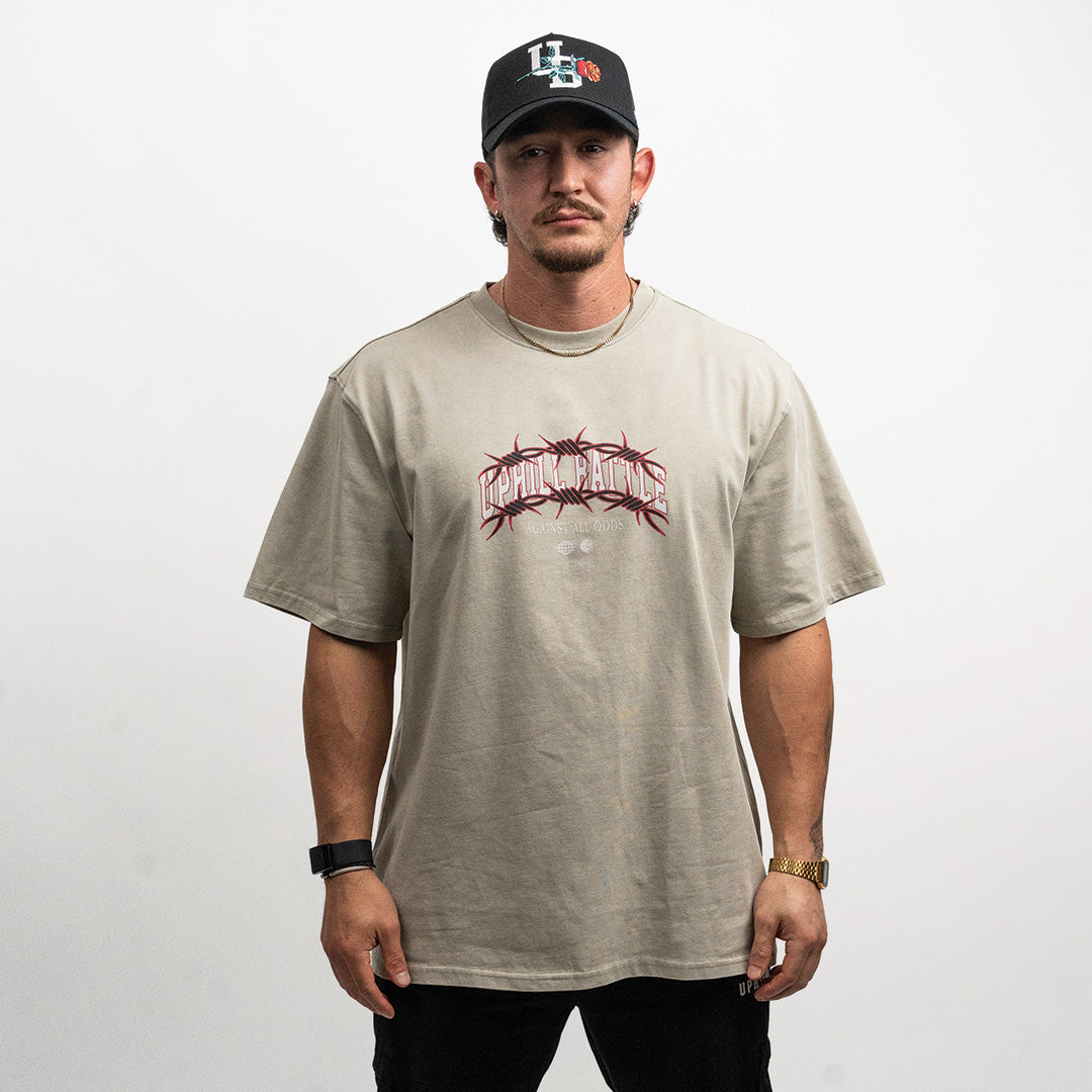 Barbed Wire Oversized Tee - Stone