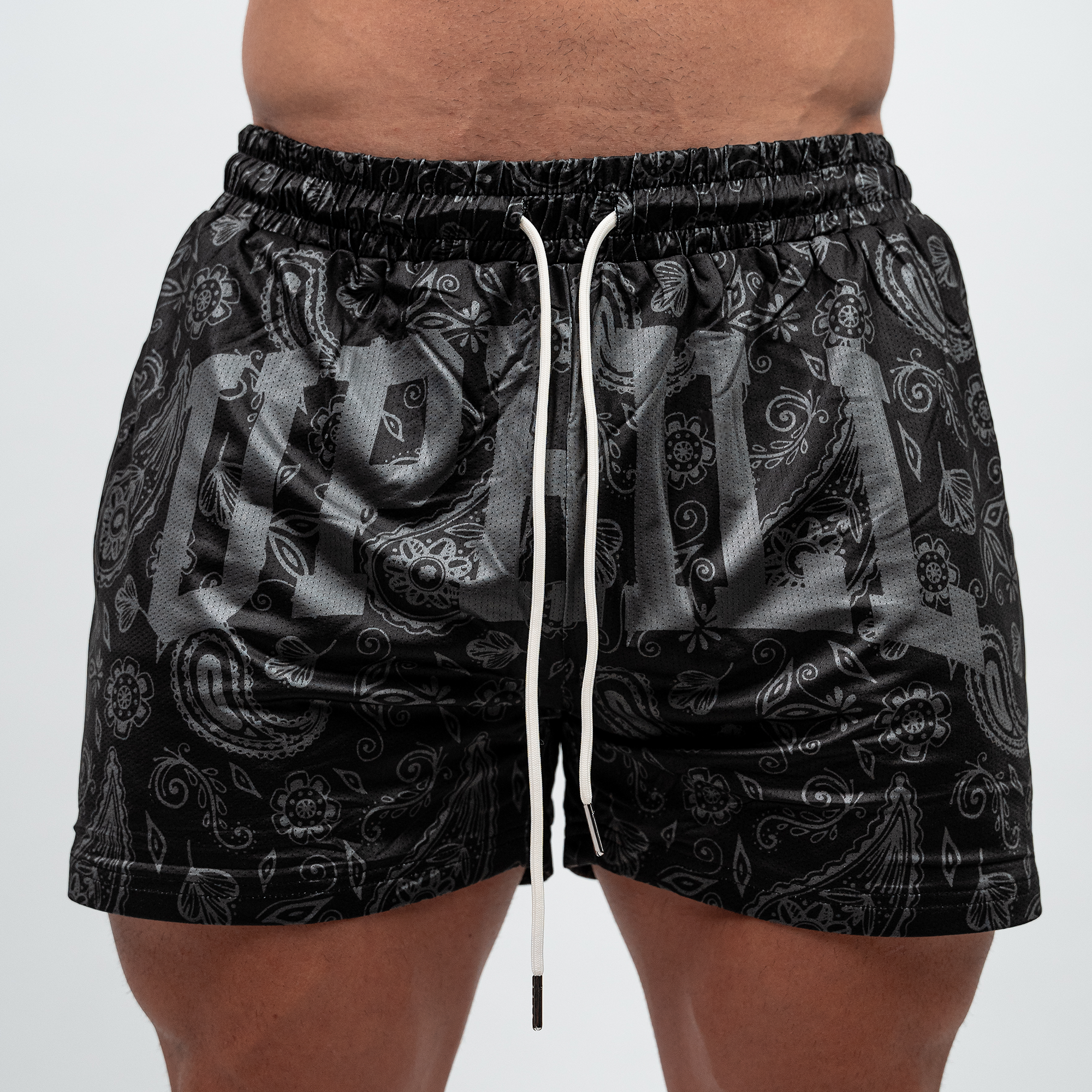 Black / Black Paisley Mesh Shorts