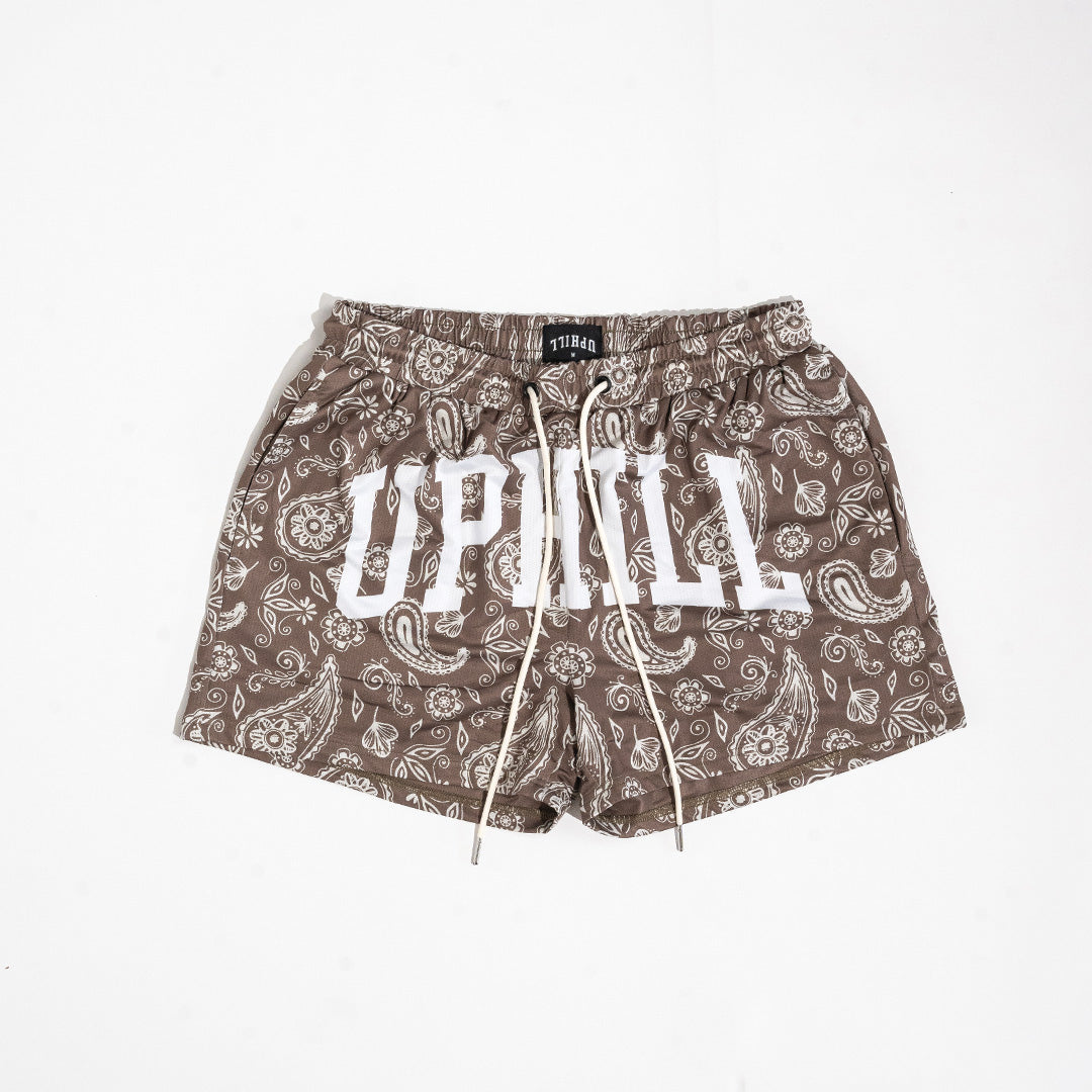 Brown Paisley Mesh Shorts