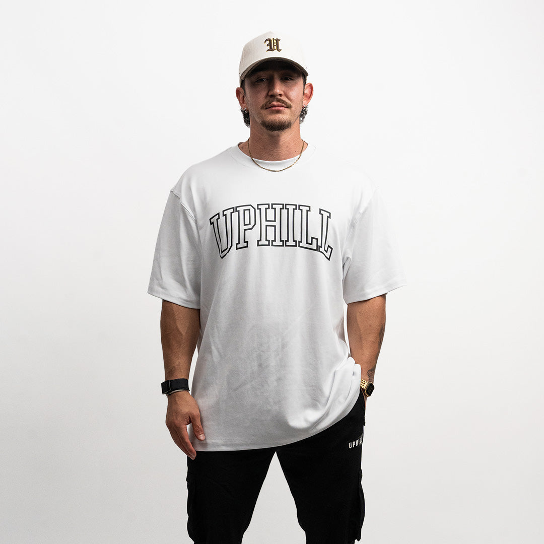 Essential UPHILL Oversized Tee - Bright White