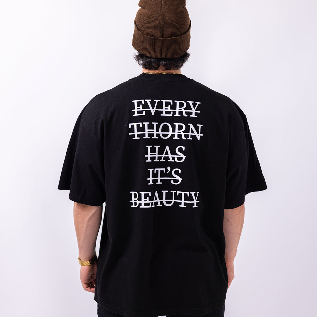 ⅂⅂IHԀՈ Heavyweight Rose Tee Black