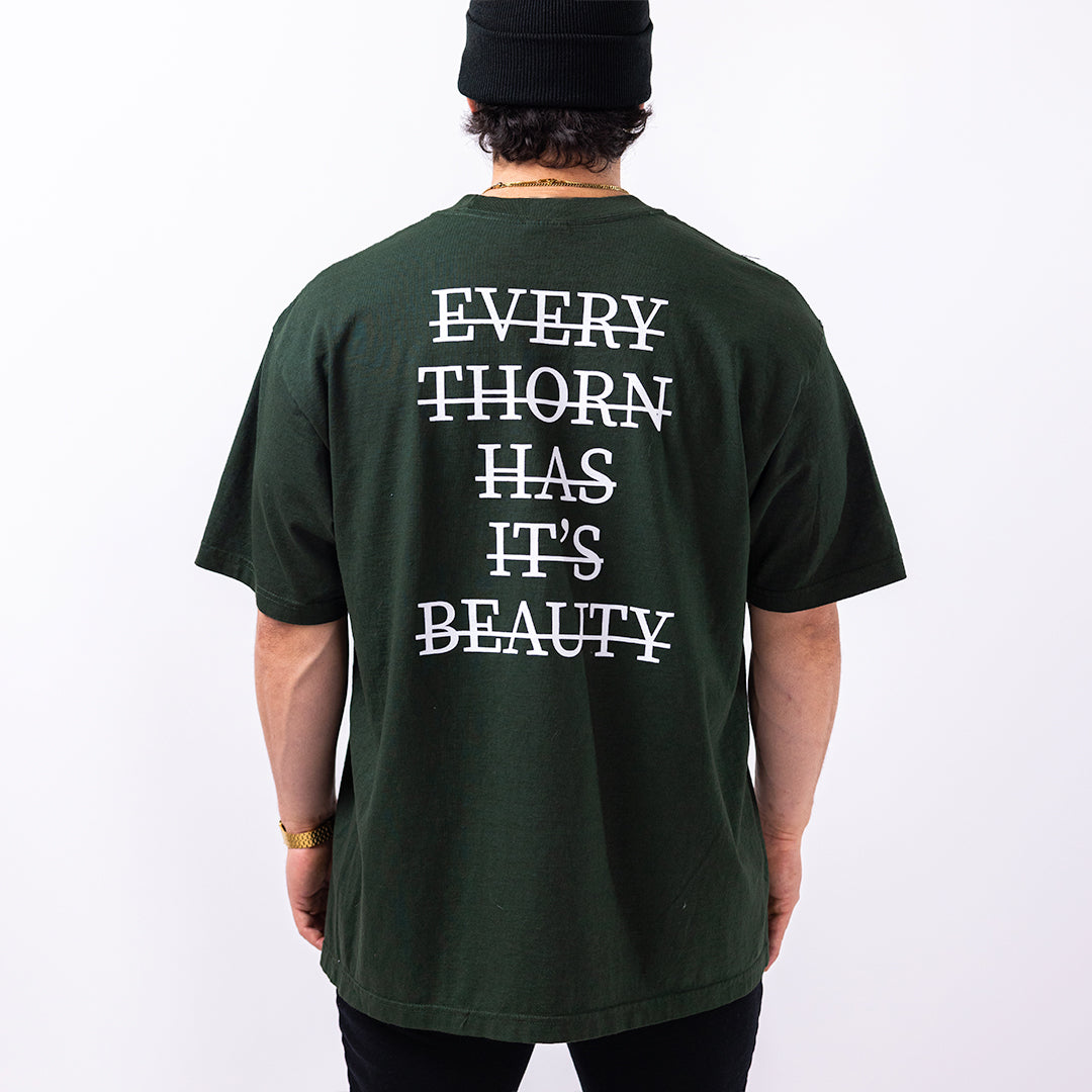 ⅂⅂IHԀՈ Heavyweight Rose Tee Green