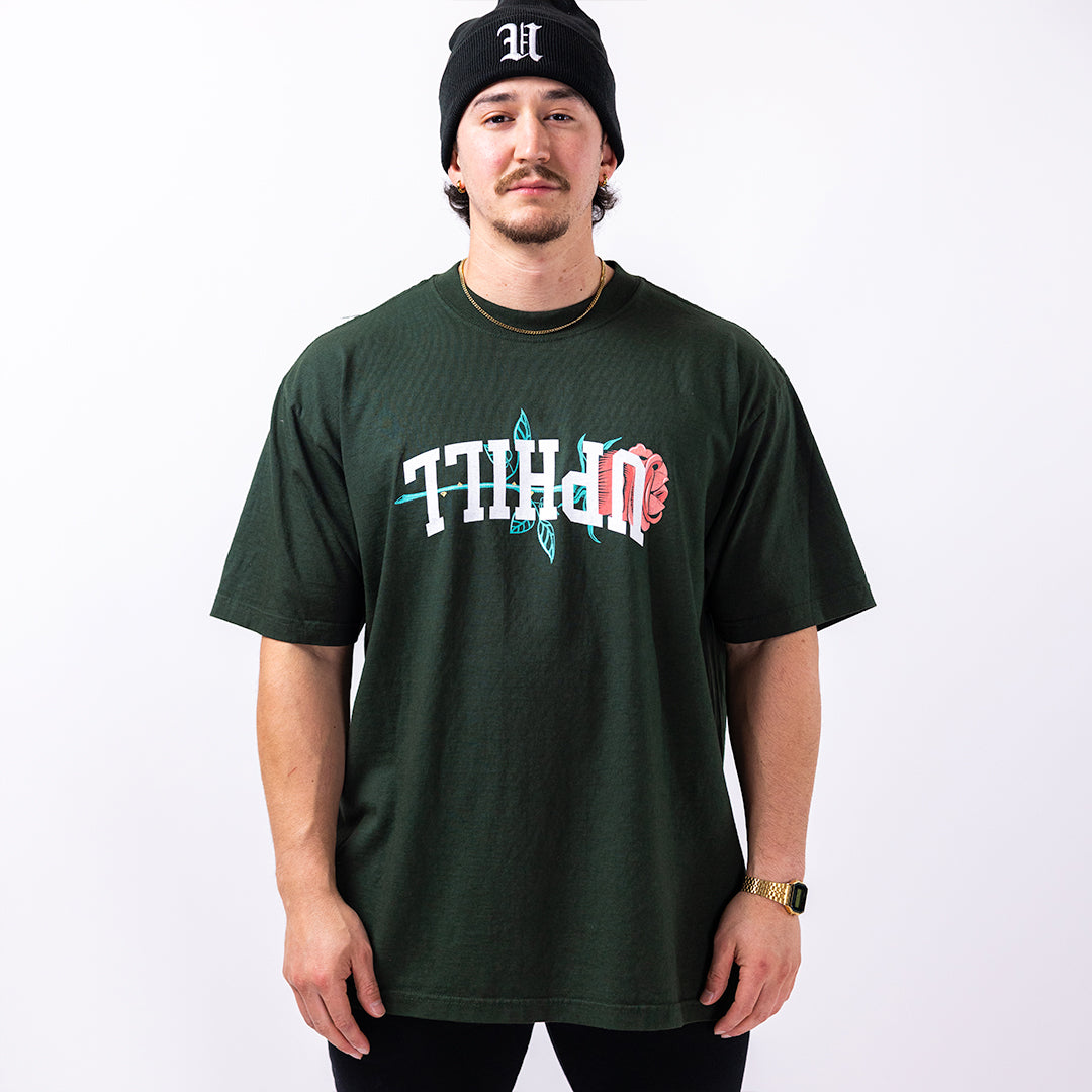 ⅂⅂IHԀՈ Heavyweight Rose Tee Green