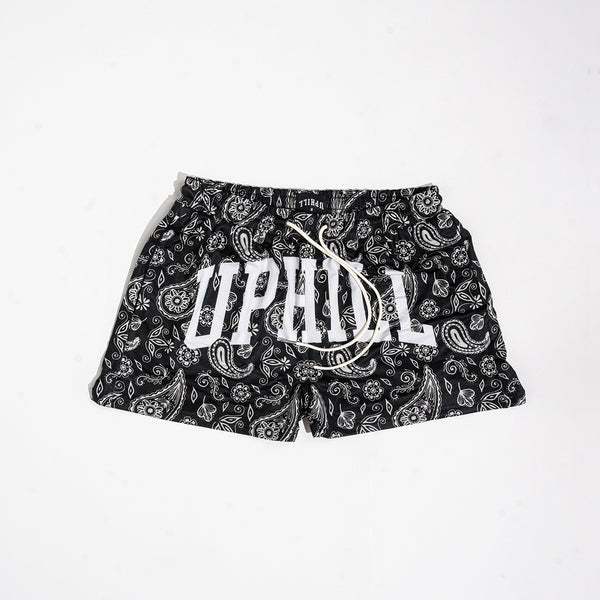Black Paisley Mesh Shorts